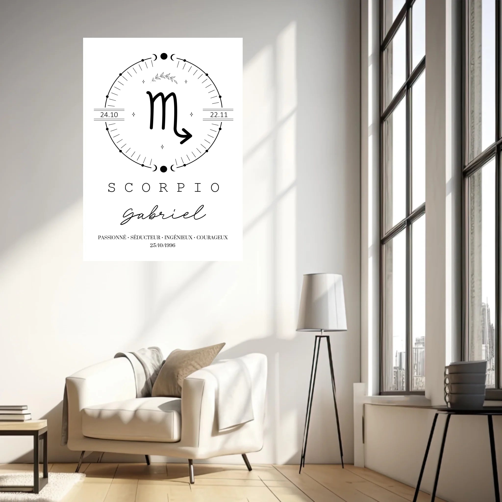 Tableau Personnalisé Signe Astrologique Boho Scorpion
