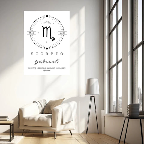 Tableau Personnalisé Signe Astrologique Boho Scorpion