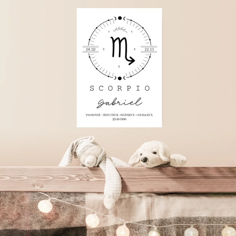 Tableau Personnalisé Signe Astrologique Boho Scorpion