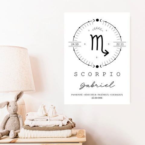 Tableau Personnalisé Signe Astrologique Boho Scorpion