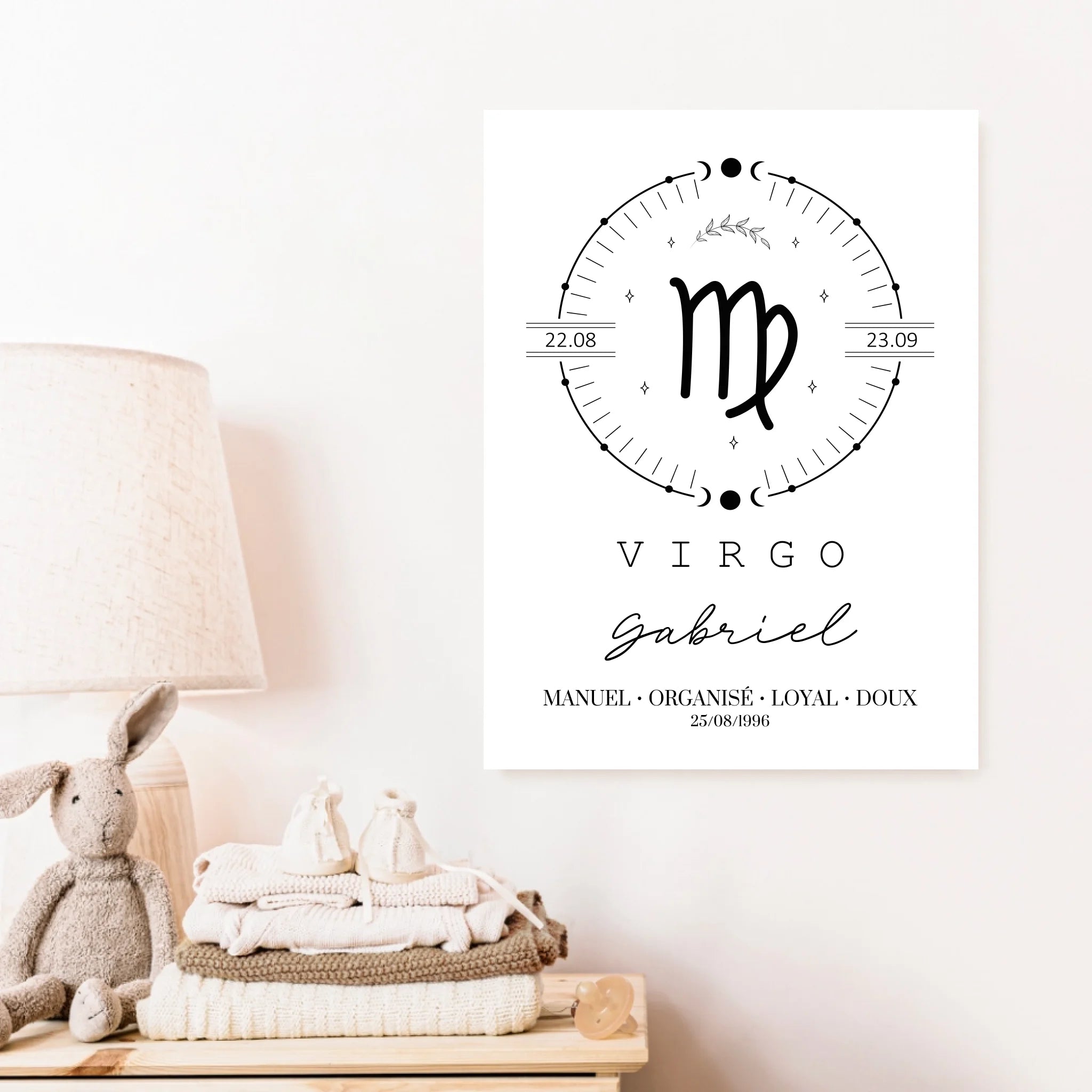 Tableau Personnalisé Signe Astrologique Boho Vierge