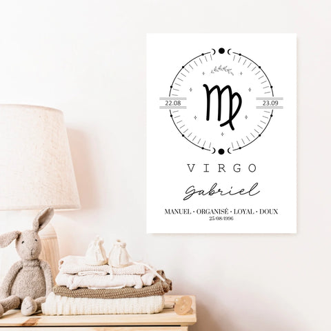 Tableau Personnalisé Signe Astrologique Boho Vierge