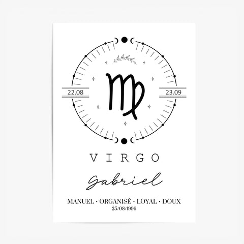 Tableau Personnalisé Signe Astrologique Boho Vierge