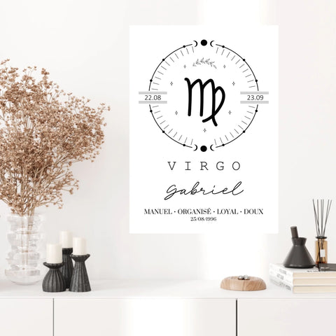 Tableau Personnalisé Signe Astrologique Boho Vierge