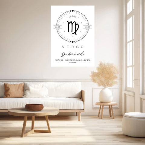 Tableau Personnalisé Signe Astrologique Boho Vierge