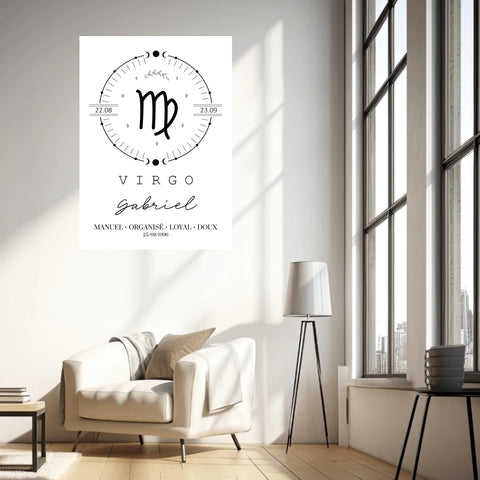 Tableau Personnalisé Signe Astrologique Boho Vierge