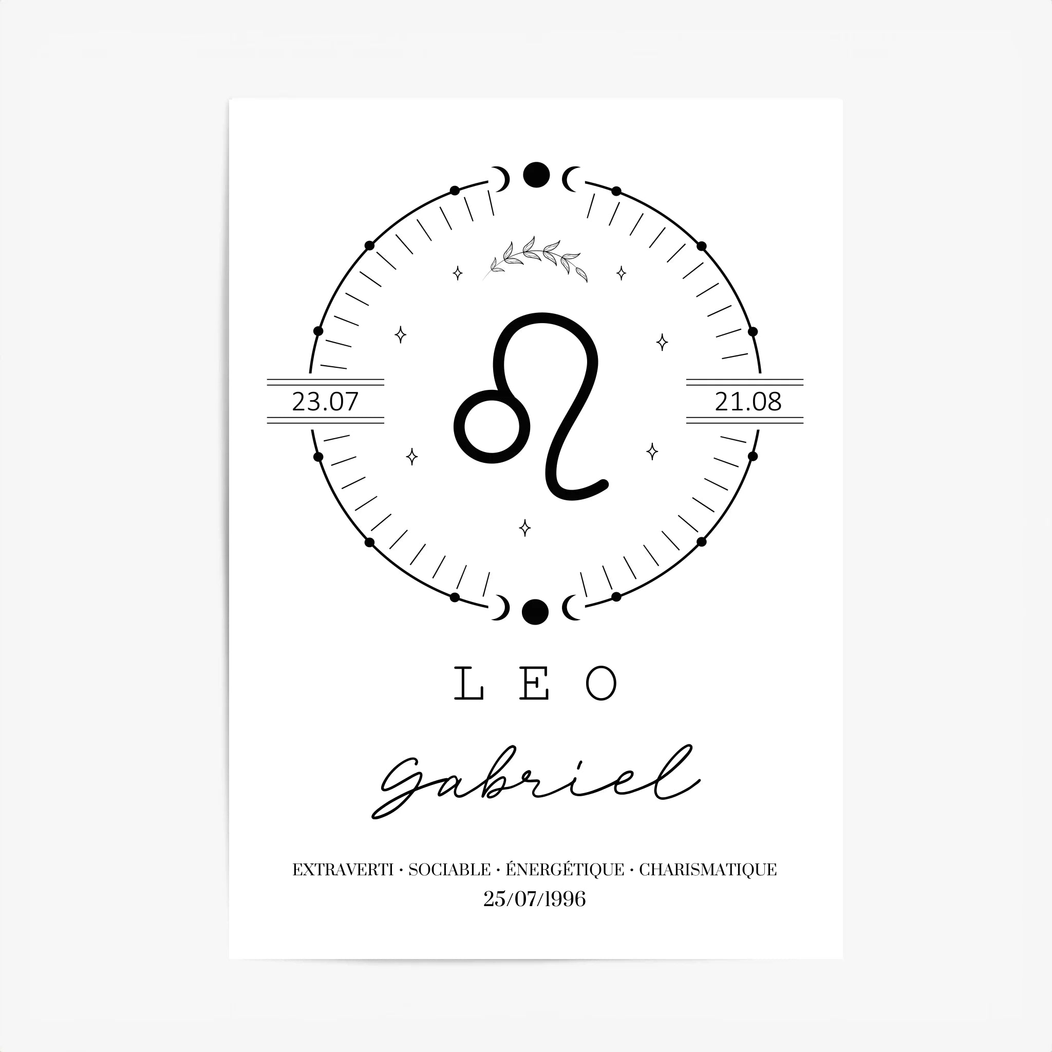 Tableau Personnalisé Signe Astrologique Boho Lion
