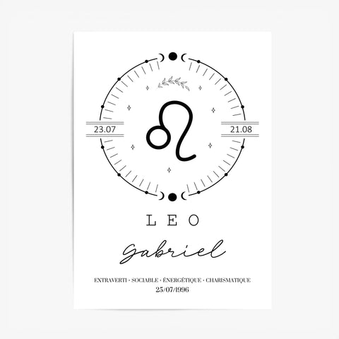 Tableau Personnalisé Signe Astrologique Boho Lion