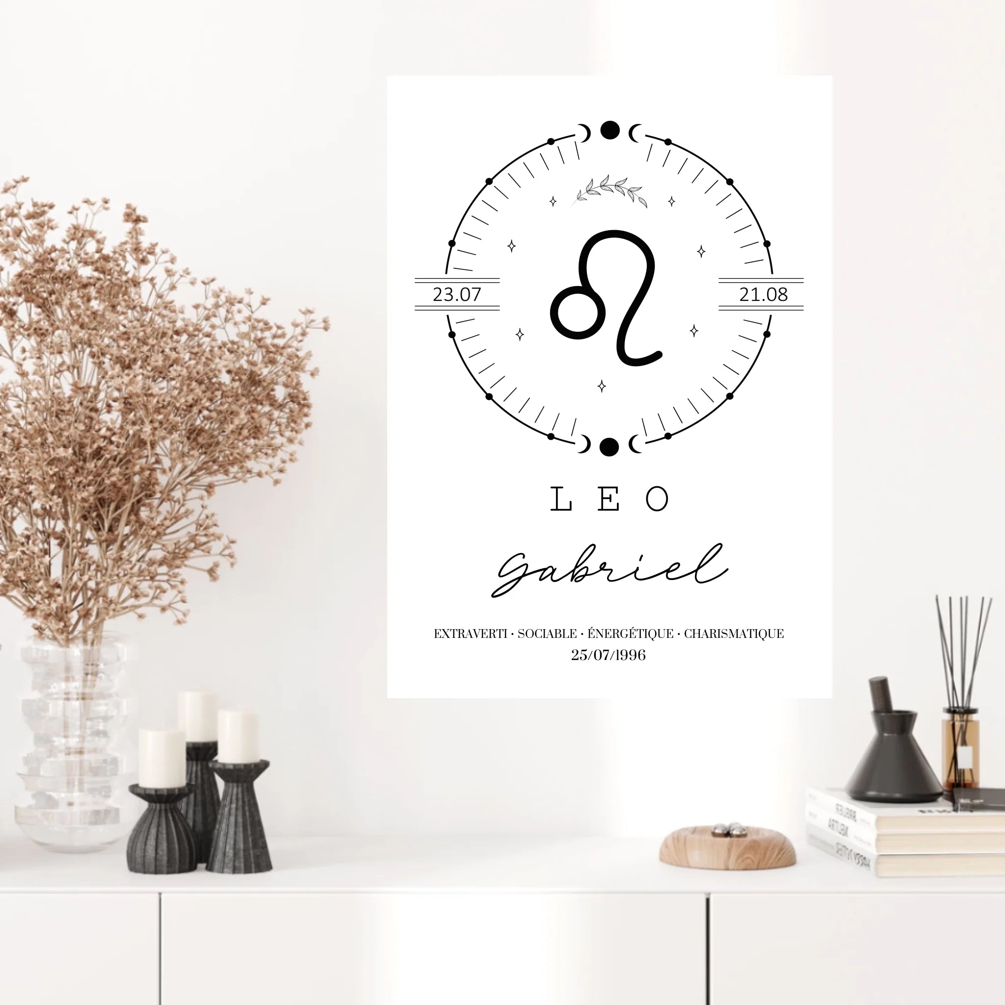 Tableau Personnalisé Signe Astrologique Boho Lion