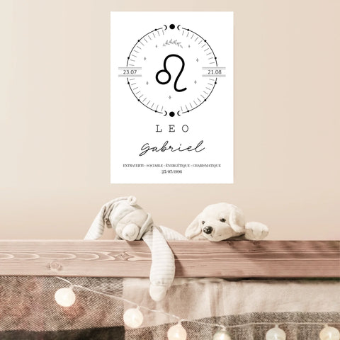 Tableau Personnalisé Signe Astrologique Boho Lion