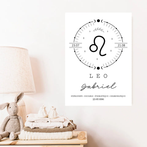 Tableau Personnalisé Signe Astrologique Boho Lion