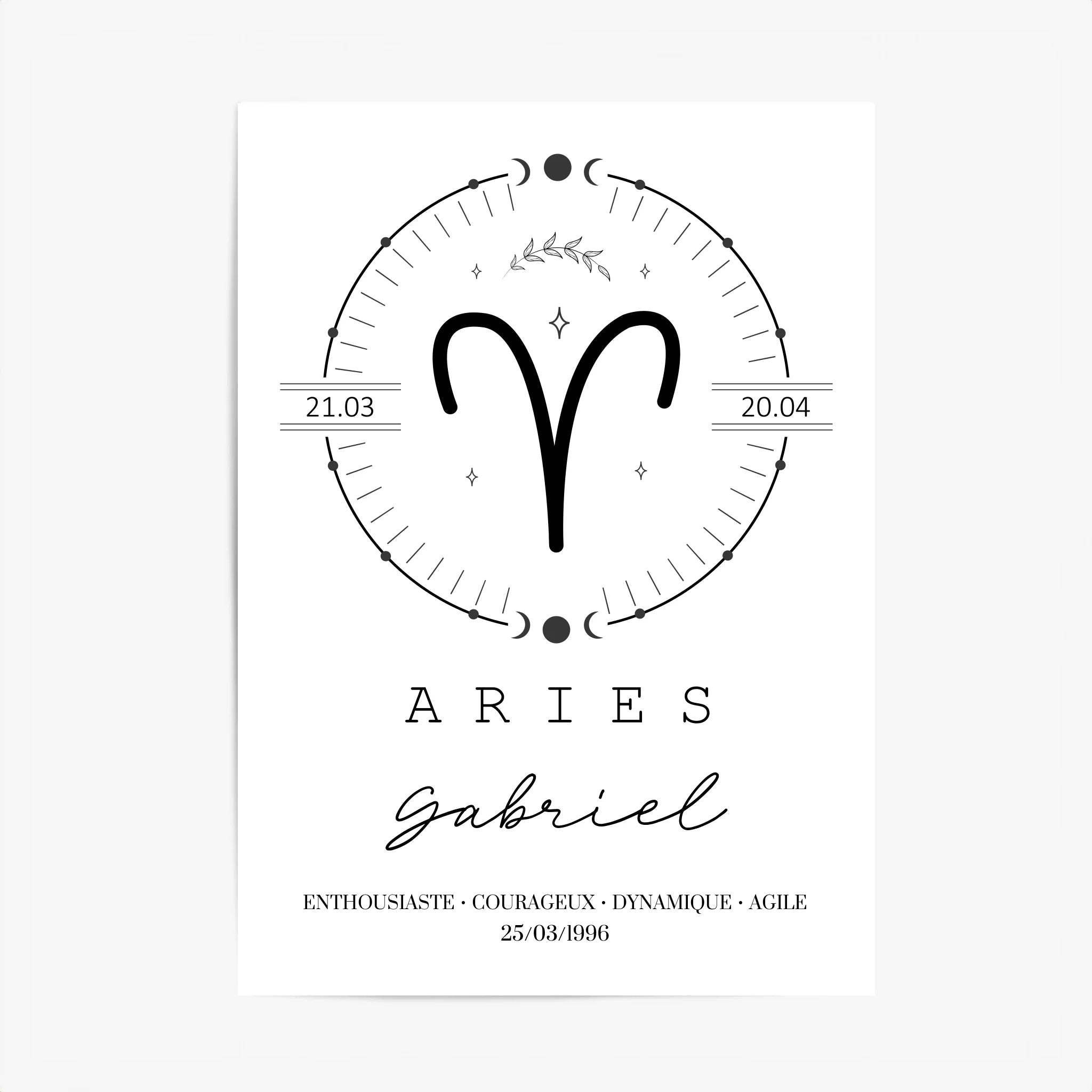 Tableau Personnalisé Signe Astrologique Boho Bélier