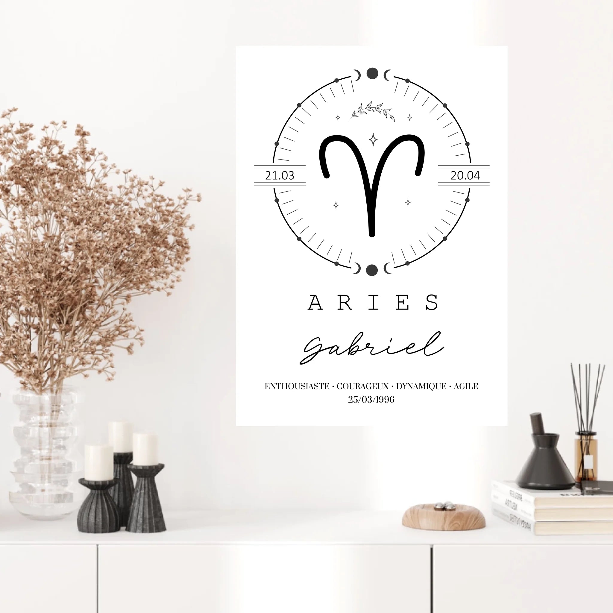 Tableau Personnalisé Signe Astrologique Boho Bélier