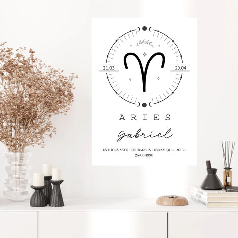 Tableau Personnalisé Signe Astrologique Boho Bélier