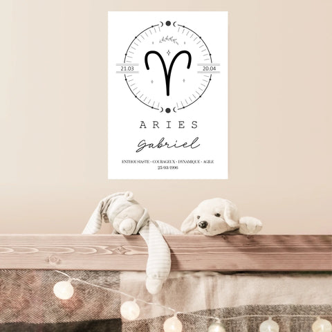 Tableau Personnalisé Signe Astrologique Boho Bélier