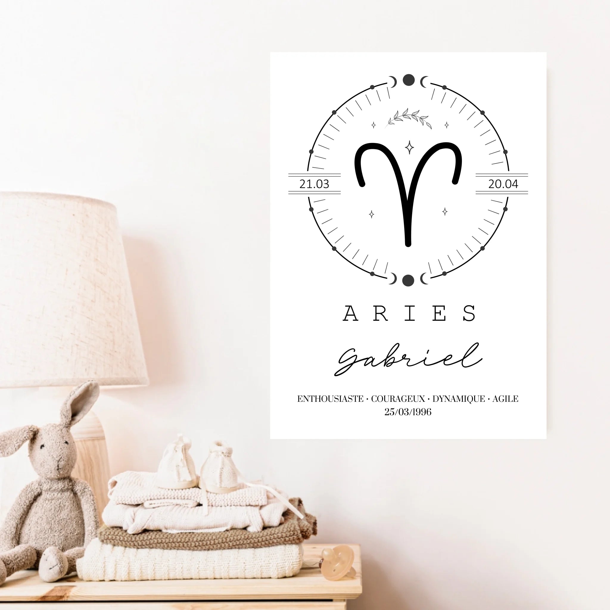 Tableau Personnalisé Signe Astrologique Boho Bélier