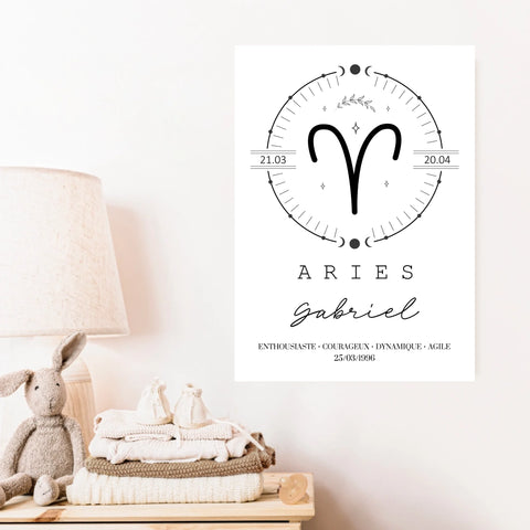 Tableau Personnalisé Signe Astrologique Boho Bélier