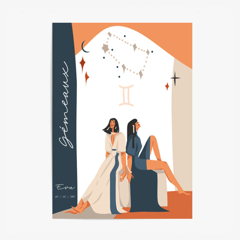 Tableau Personnalisé Signe Astrologique Gémeaux Anastasy Helter