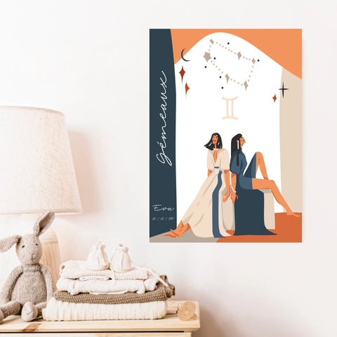 Tableau Personnalisé Signe Astrologique Gémeaux Anastasy Helter