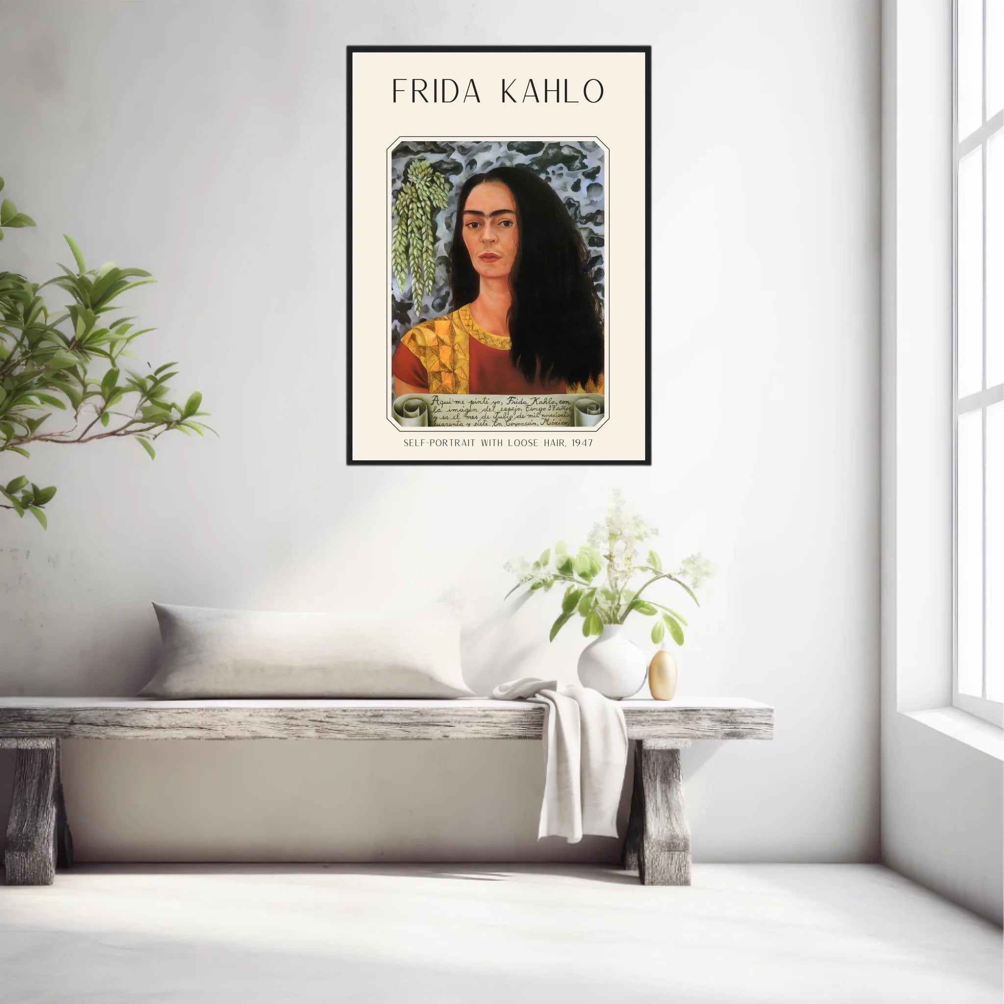Affiche Frida Kahlo – Self Portrait Loose Hair 1947