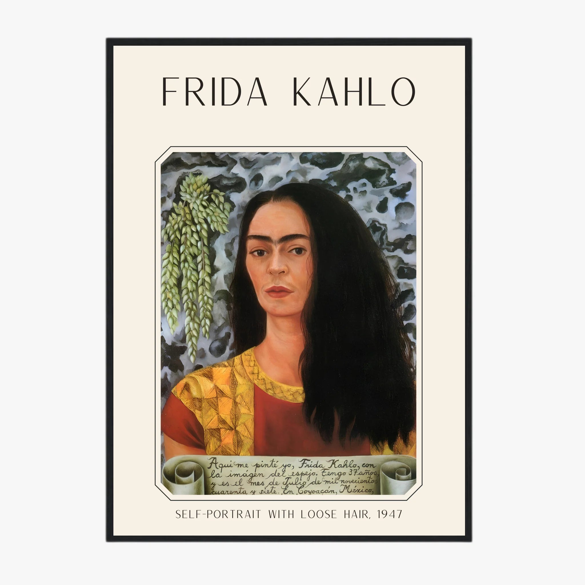 Affiche Frida Kahlo – Self Portrait Loose Hair 1947