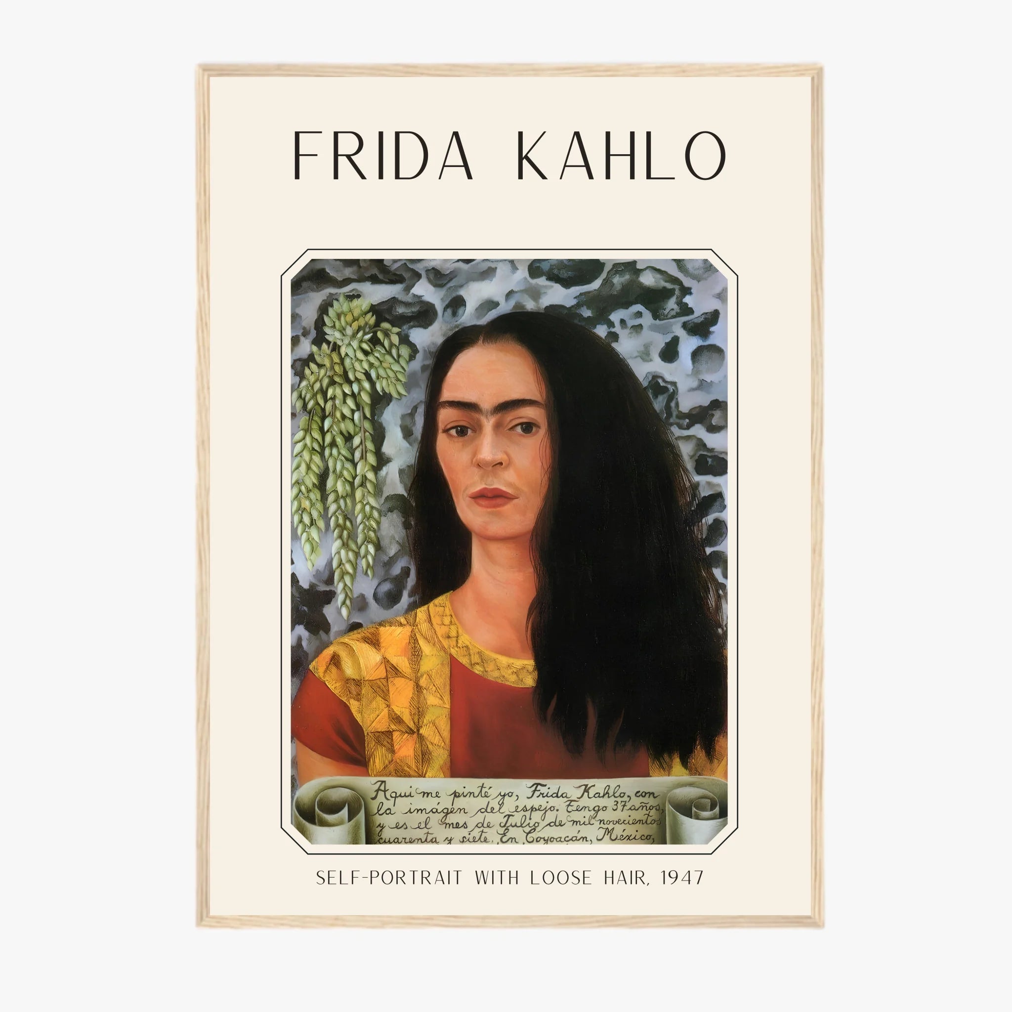 Affiche Frida Kahlo – Self Portrait Loose Hair 1947