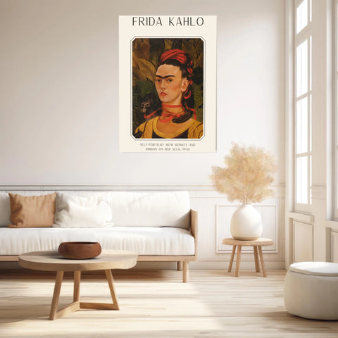 Affiche Frida Kahlo – Self Portrait Monkey and Ribbon 1940