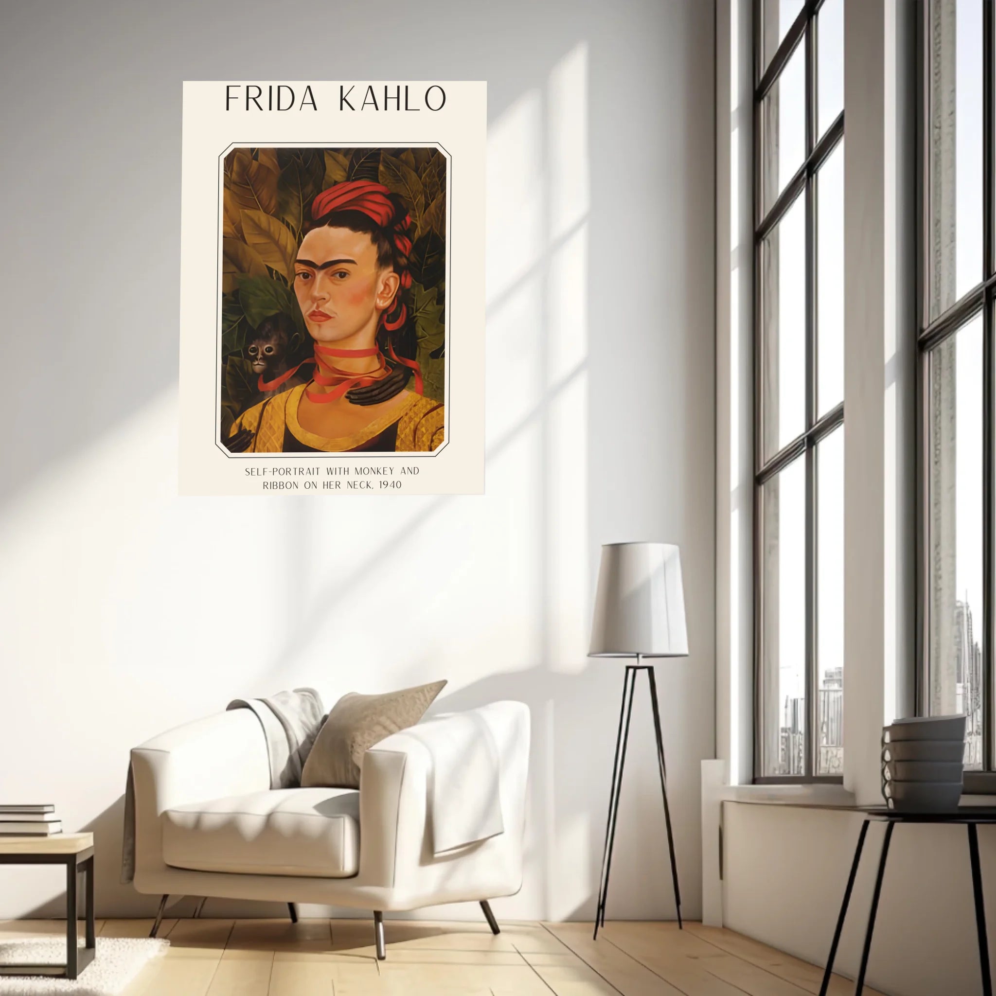 Affiche Frida Kahlo – Self Portrait Monkey and Ribbon 1940