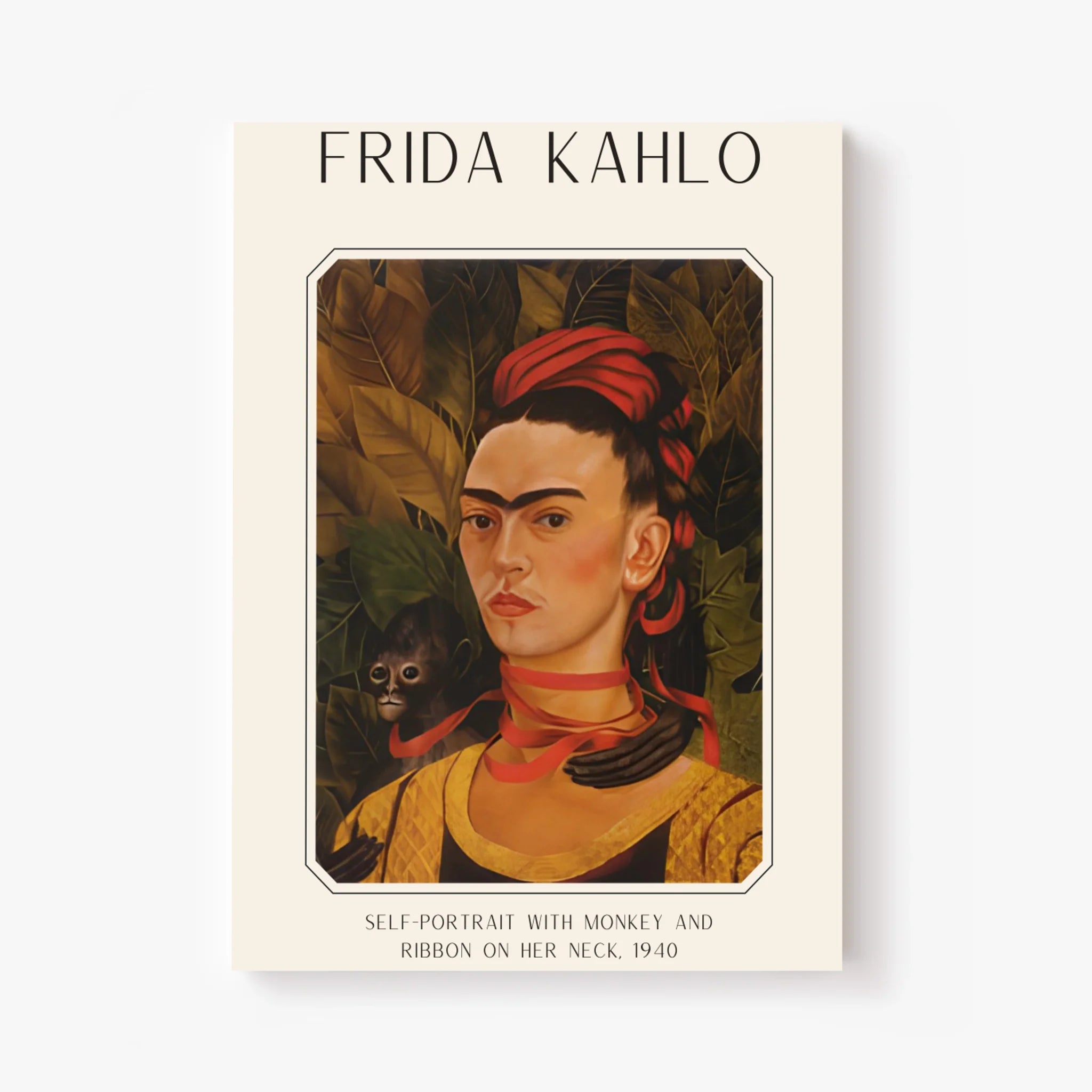 Affiche Frida Kahlo – Self Portrait Monkey and Ribbon 1940