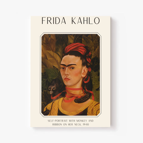 Affiche Frida Kahlo – Self Portrait Monkey and Ribbon 1940