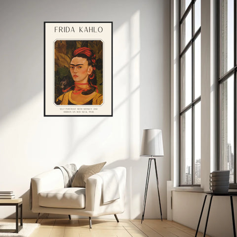 Affiche Frida Kahlo – Self Portrait Monkey and Ribbon 1940