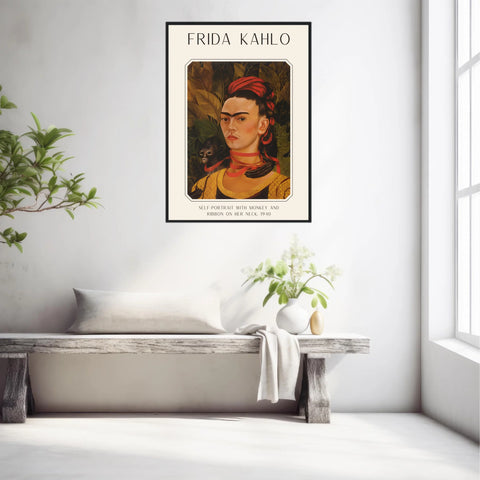 Affiche Frida Kahlo – Self Portrait Monkey and Ribbon 1940