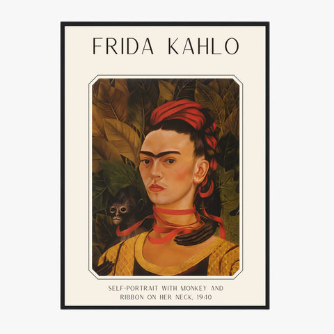 Affiche Frida Kahlo – Self Portrait Monkey and Ribbon 1940
