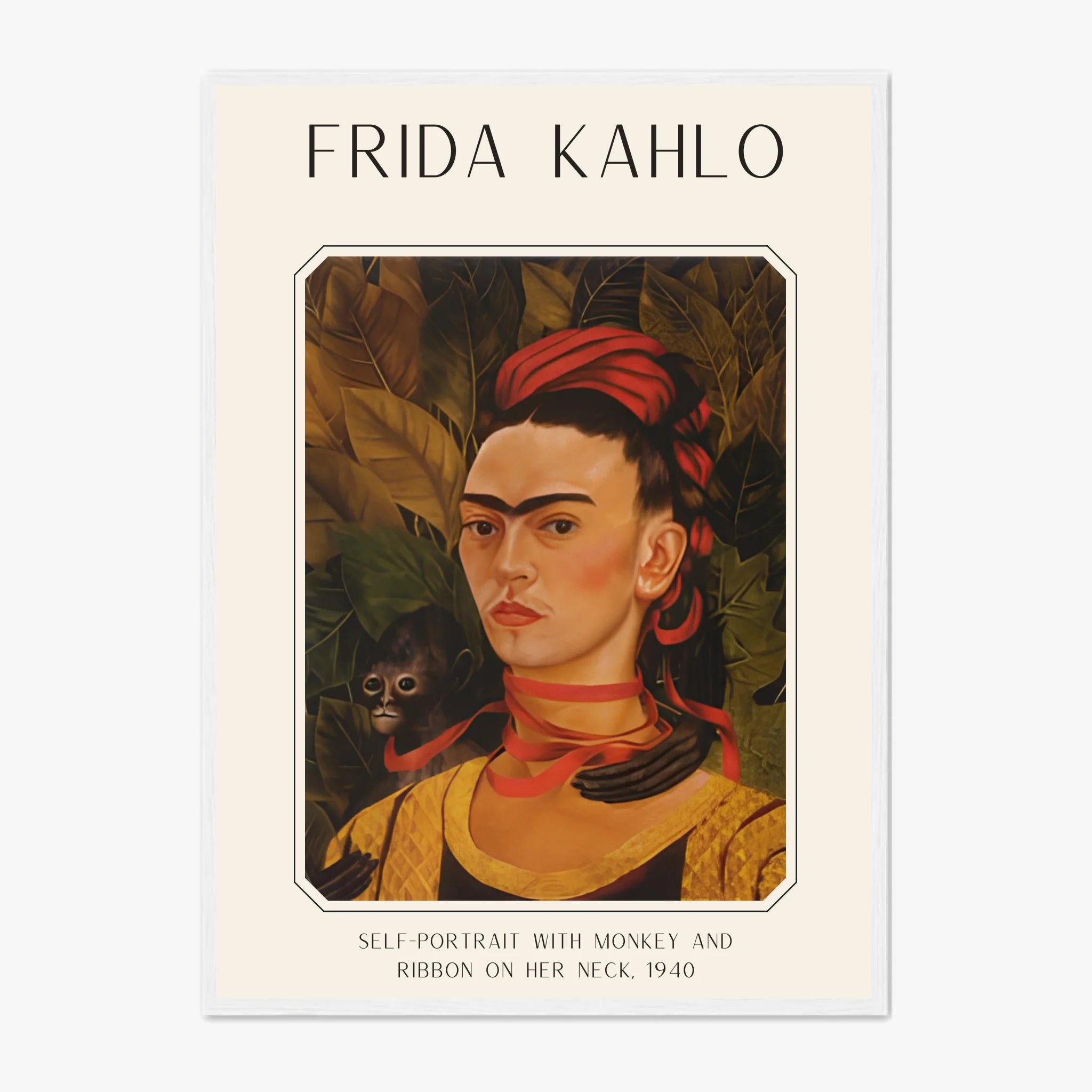 Affiche Frida Kahlo – Self Portrait Monkey and Ribbon 1940