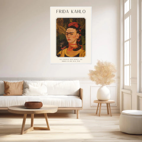 Affiche Frida Kahlo – Self Portrait Monkey and Ribbon 1940