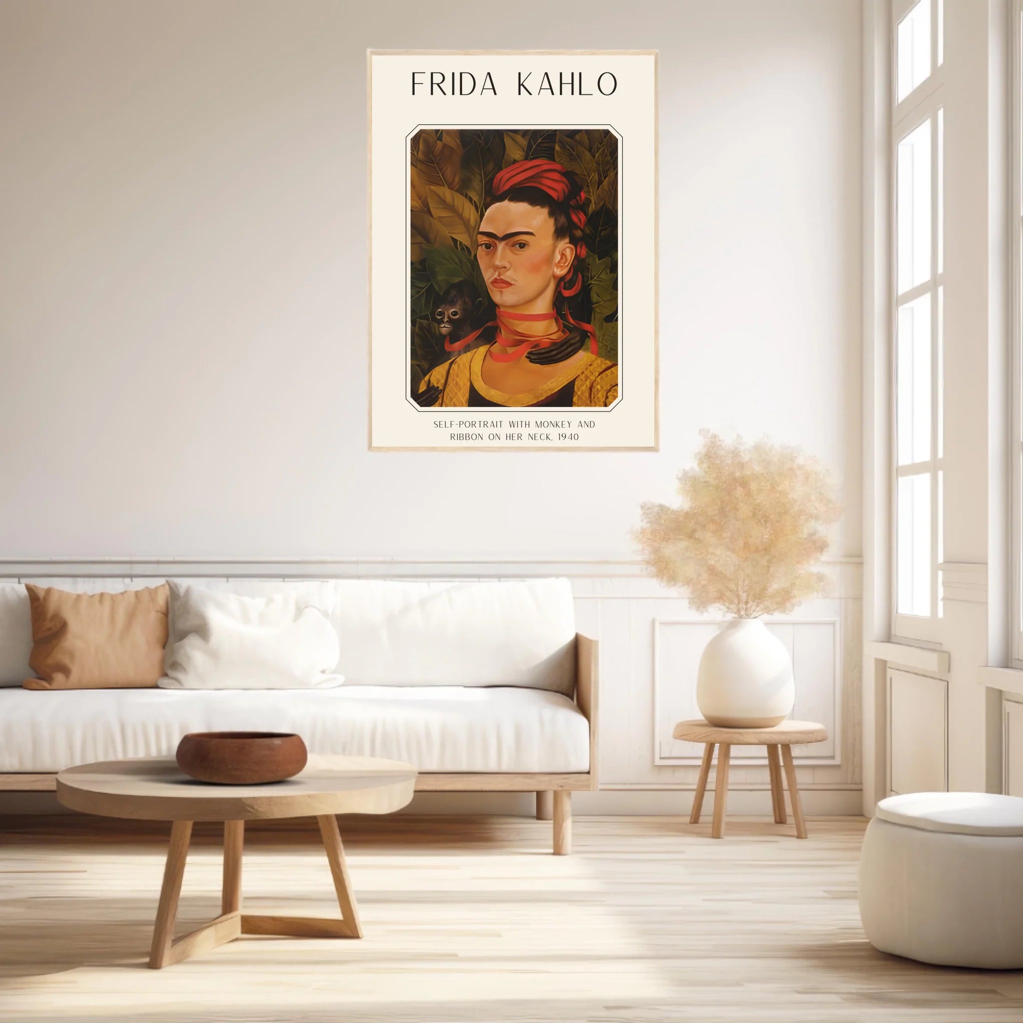 Affiche Frida Kahlo – Self Portrait Monkey and Ribbon 1940