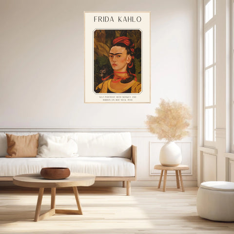 Affiche Frida Kahlo – Self Portrait Monkey and Ribbon 1940