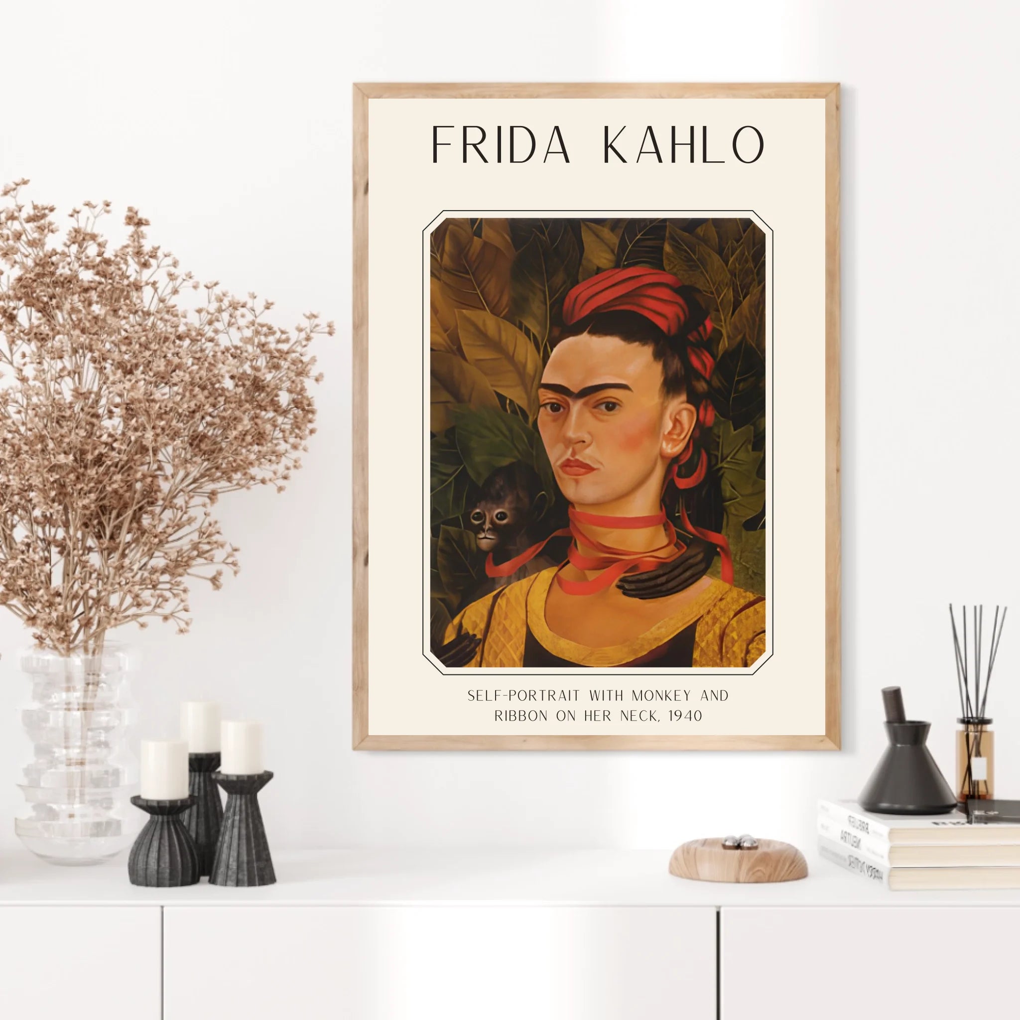 Affiche Frida Kahlo – Self Portrait Monkey and Ribbon 1940