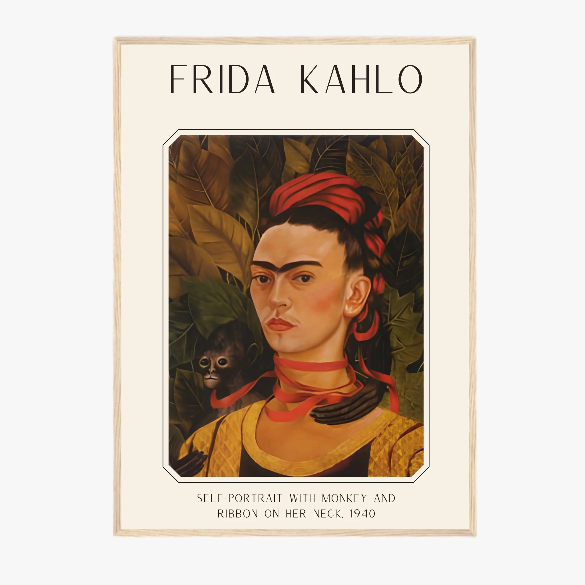 Affiche Frida Kahlo – Self Portrait Monkey and Ribbon 1940