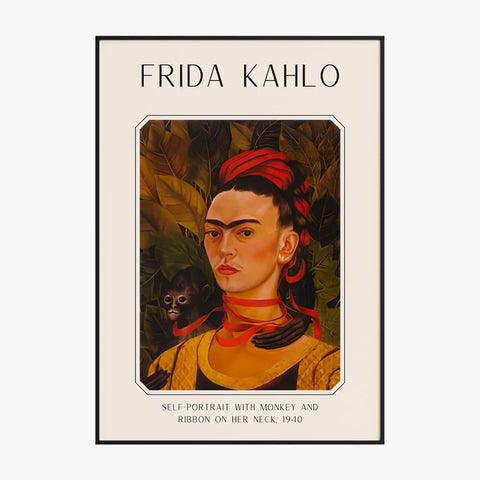 Affiche Frida Kahlo – Self Portrait Monkey and Ribbon 1940