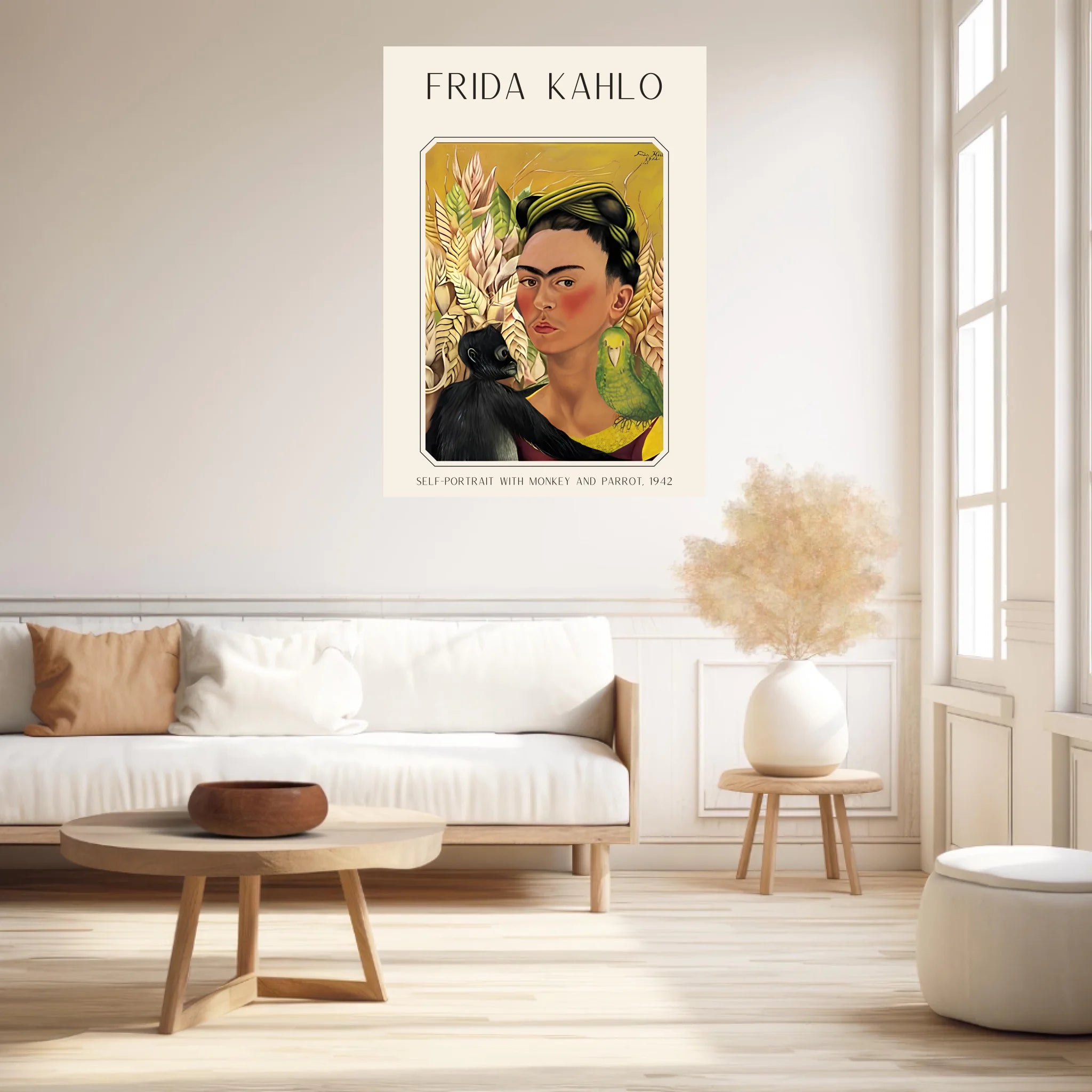 Affiche Frida Kahlo – Self Portrait Monkey and Parrot 1942