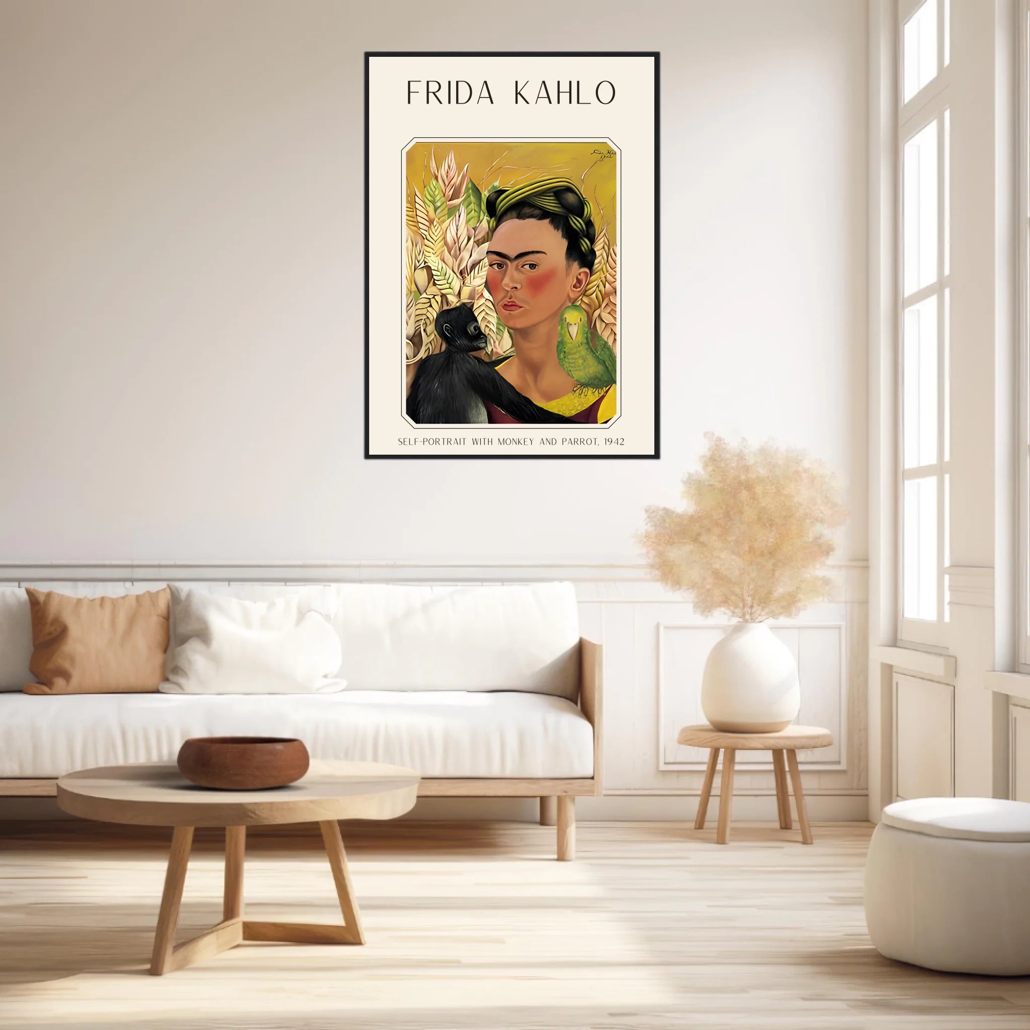 Affiche Frida Kahlo – Self Portrait Monkey and Parrot 1942