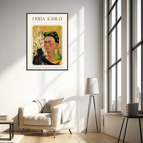 Affiche Frida Kahlo – Self Portrait Monkey and Parrot 1942