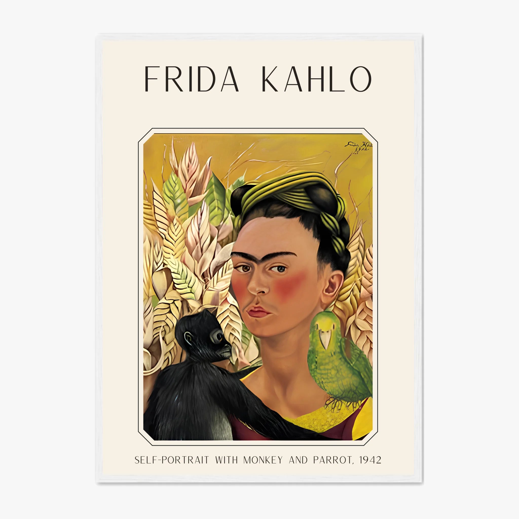 Affiche Frida Kahlo – Self Portrait Monkey and Parrot 1942