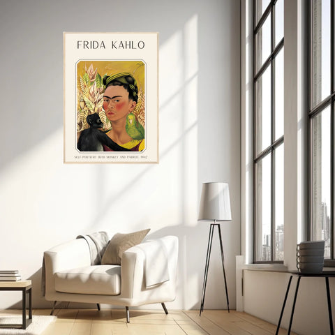 Affiche Frida Kahlo – Self Portrait Monkey and Parrot 1942