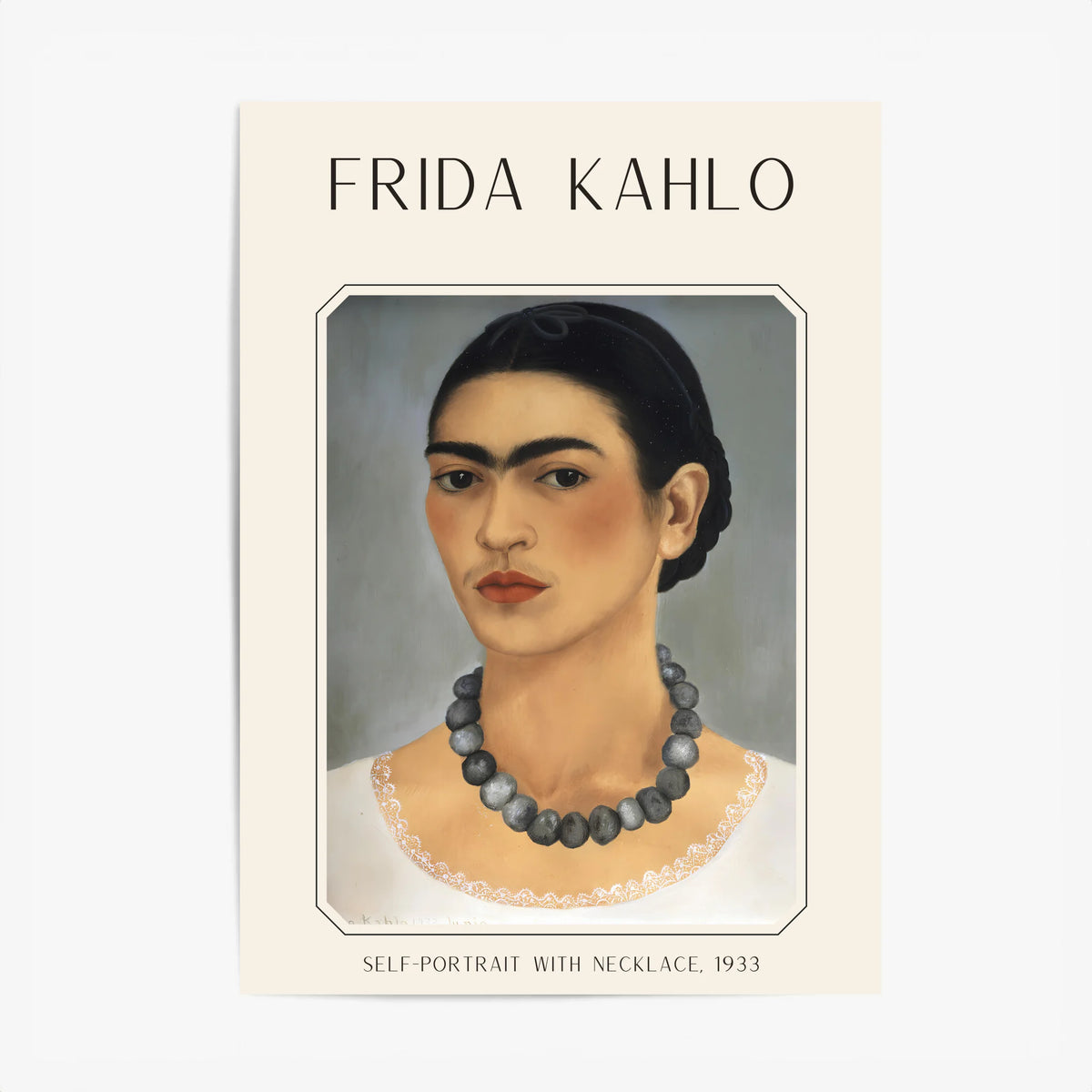 Affiche Frida Kahlo – Self Portrait With Necklace 1933