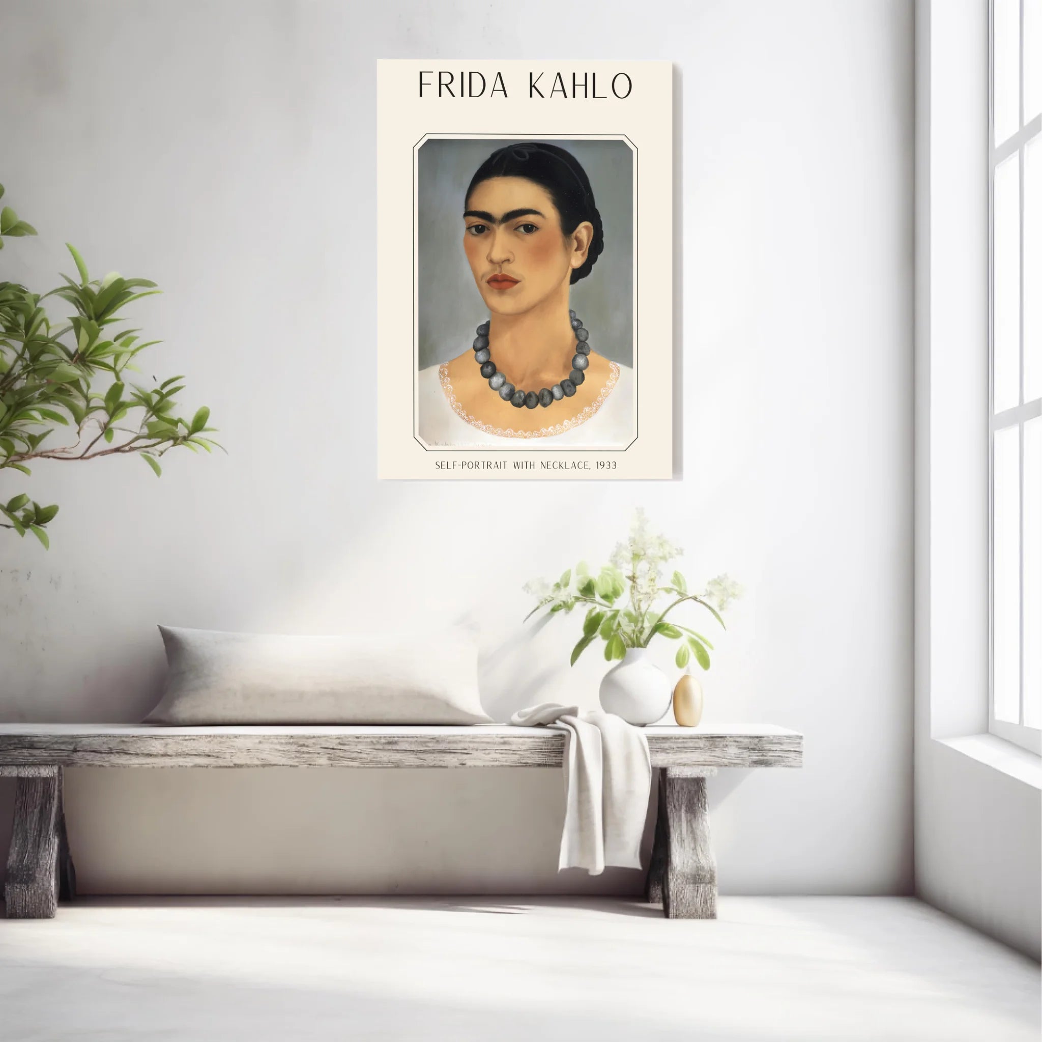 Affiche Frida Kahlo – Self Portrait With Necklace 1933