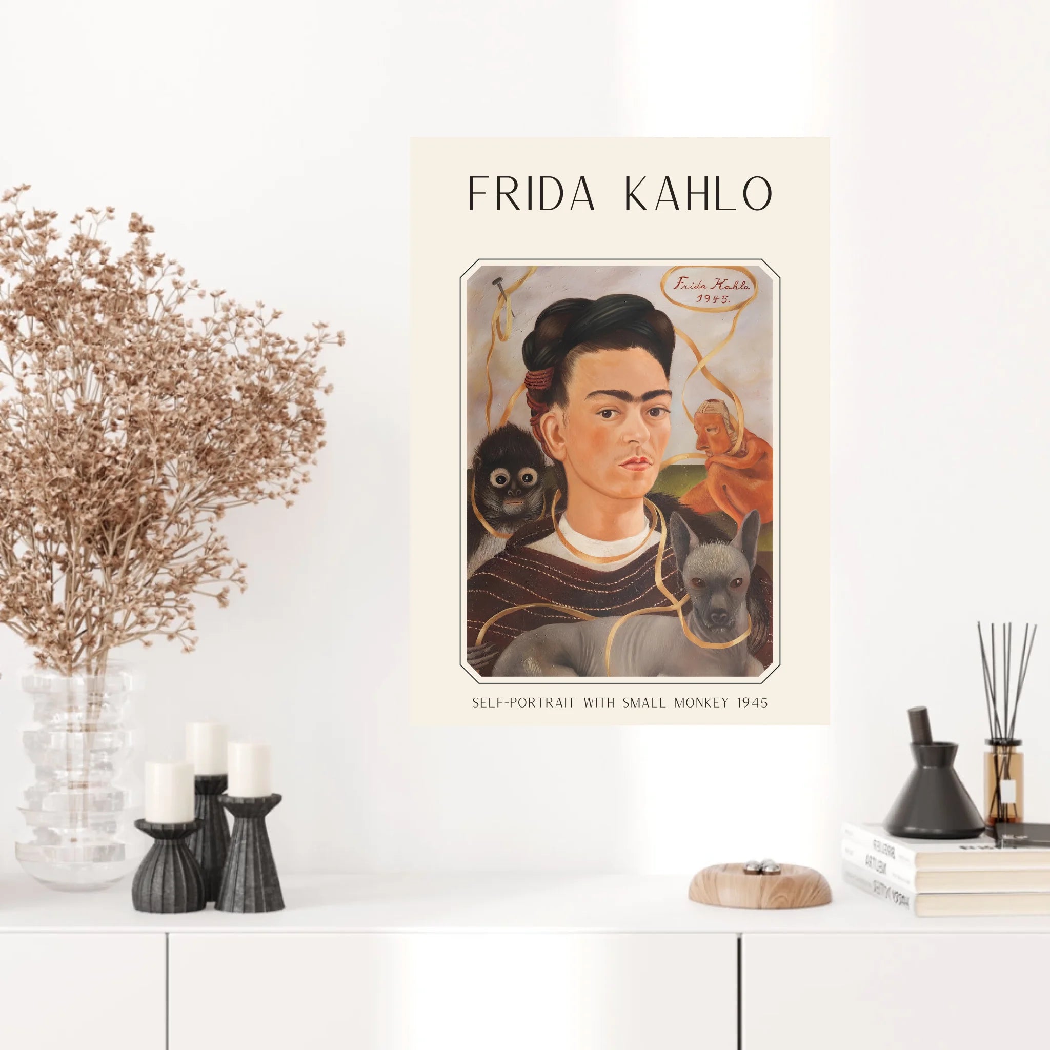 Affiche Frida Kahlo – Self Portrait With Small Monkey 1945