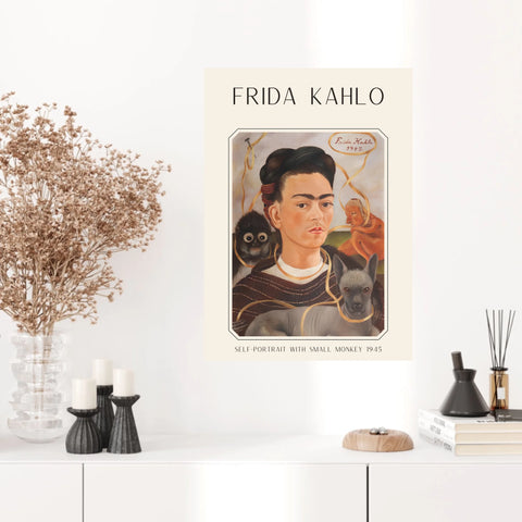 Affiche Frida Kahlo – Self Portrait With Small Monkey 1945