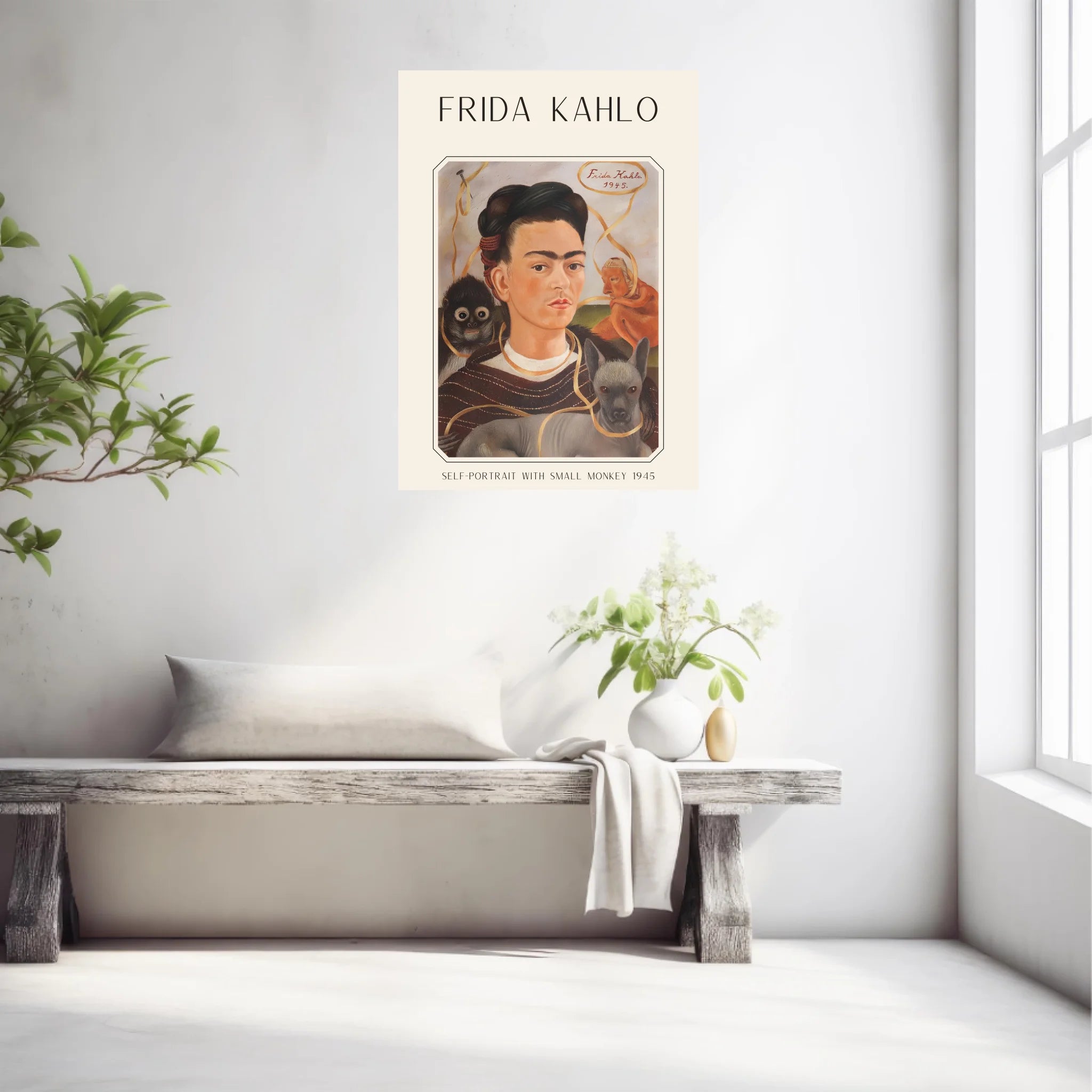 Affiche Frida Kahlo – Self Portrait With Small Monkey 1945